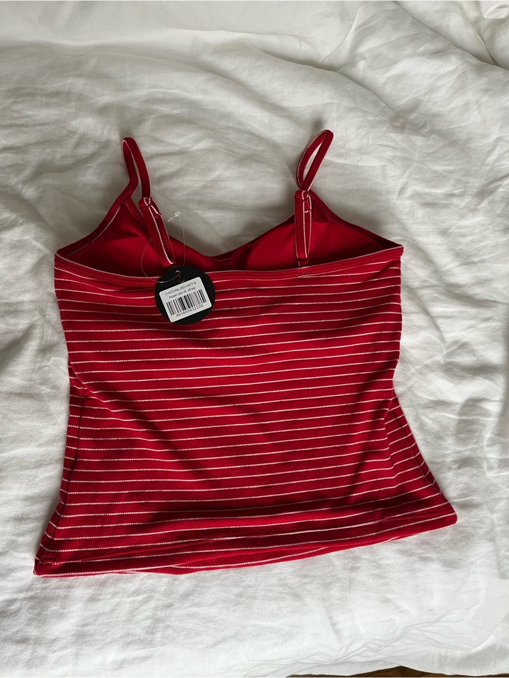 Klassy Ribbed Brami Tank - Red & White Stripes - Picture 3 of 9